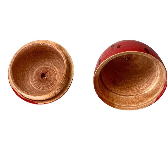 Vintage Wood Hand Painted Nesting Fruit Set Pear Apple Strawberry Cherry - Picture 12 of 15